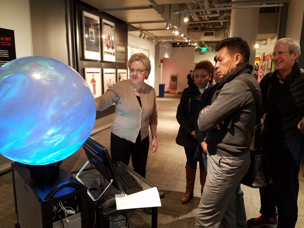 Senior lecturer Lodovica Illari illustrates potential Aerocene balloon sculpture flight paths (Photo: Lauren Hinkel)