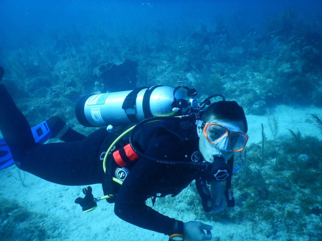 EAPS assistant prof Andrew Babbin dives in the Gardens of the Queen. (Photo: courtesy of Andrew Babbin)