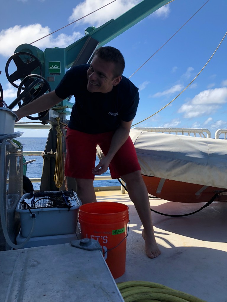 EAPS assistant professor Andrew Babbin aboard the Alucia. (Photo: courtesy of Andrew Babbin)